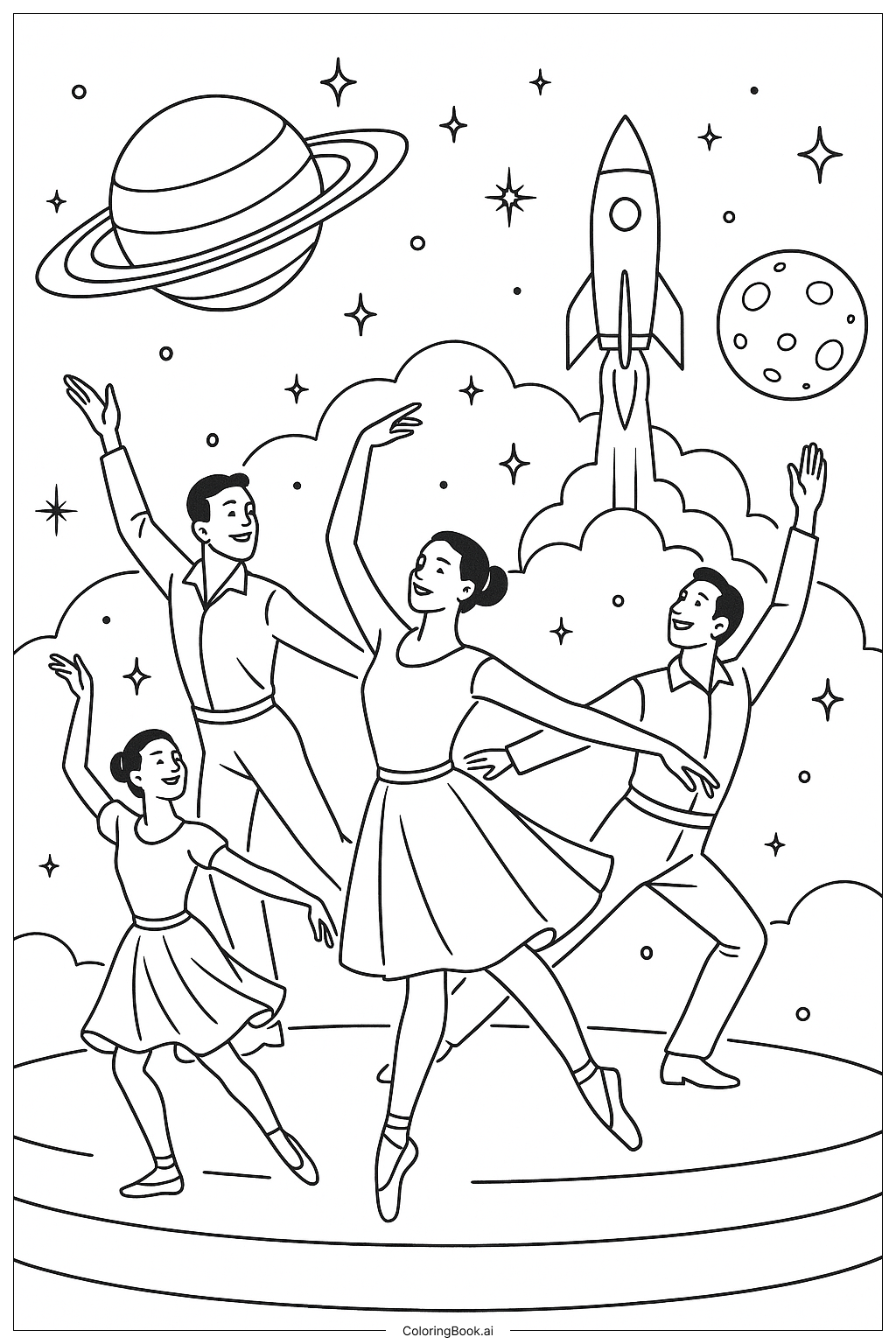 スペースダンスの塗り絵ページ