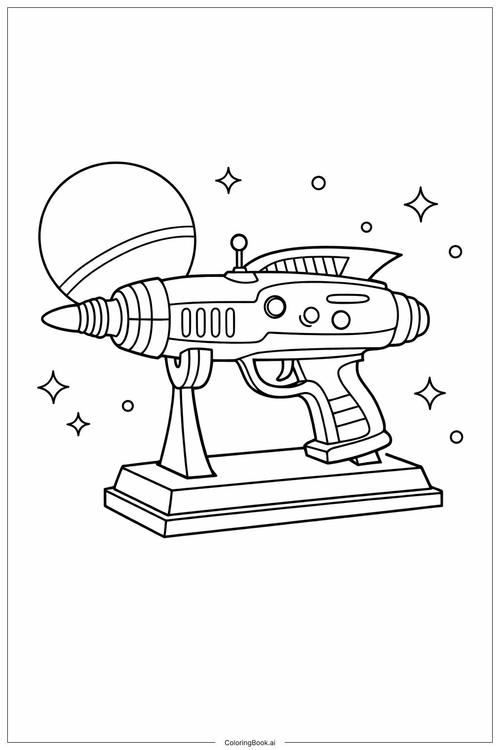  Page de coloriage Pistolet de Ranger Spatial sur Support 