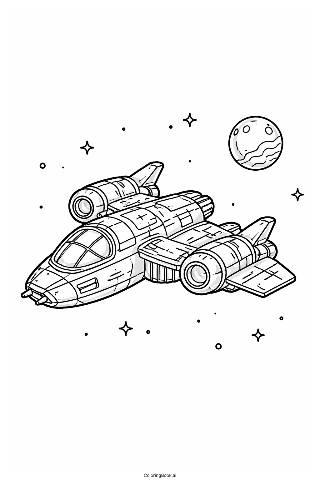 별무리 속 우주선 색칠공부 페이지