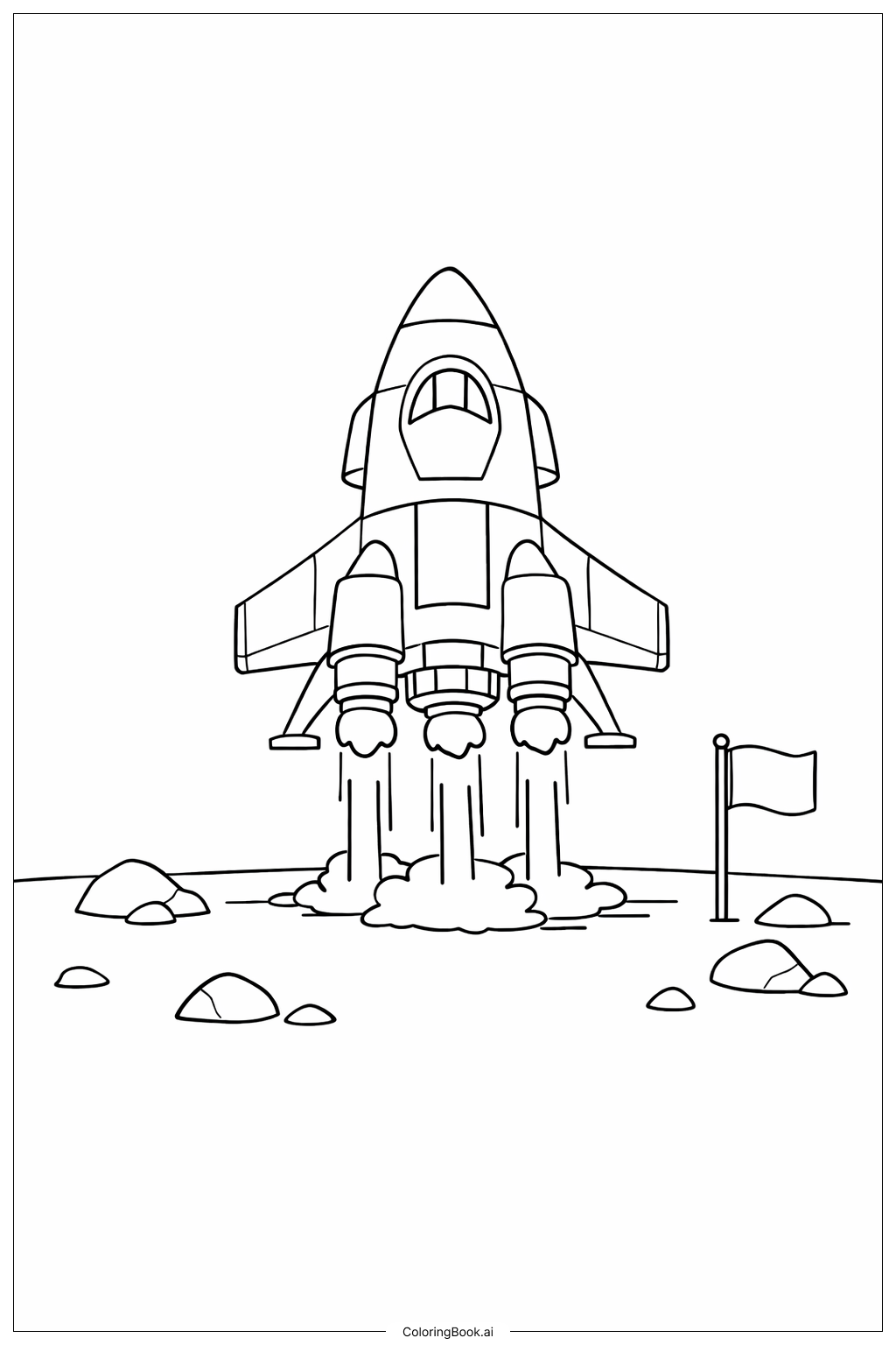 우주선 착륙 장면 색칠공부 페이지