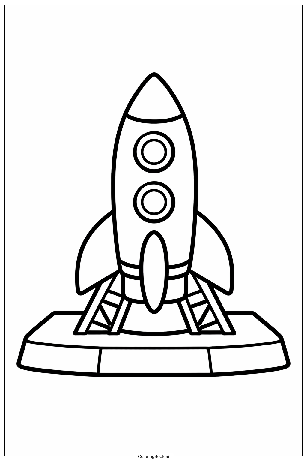 Page de coloriage Vaisseau spatial sur le pas de tir