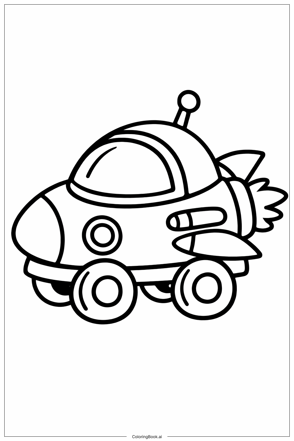 바퀴 달린 우주선 장난감 색칠공부 페이지