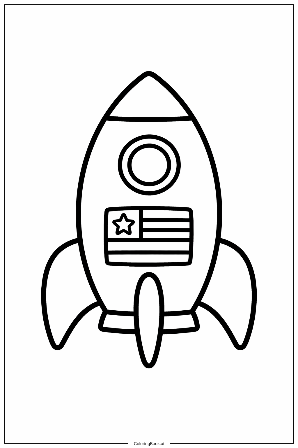 Page de coloriage Vaisseau spatial avec drapeau