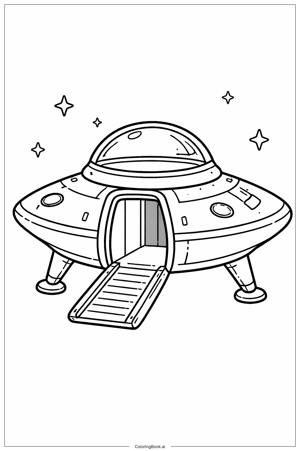  Página para colorir de Nave Espacial com Escotilha Aberta 
