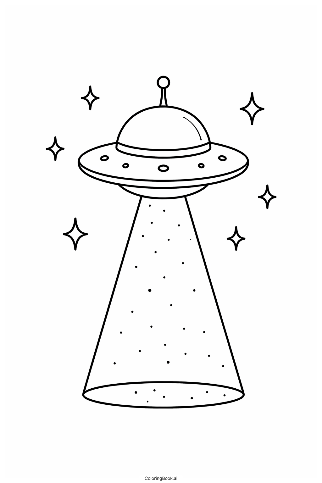  Página para colorir de Nave Espacial com Feixe de Sinal 