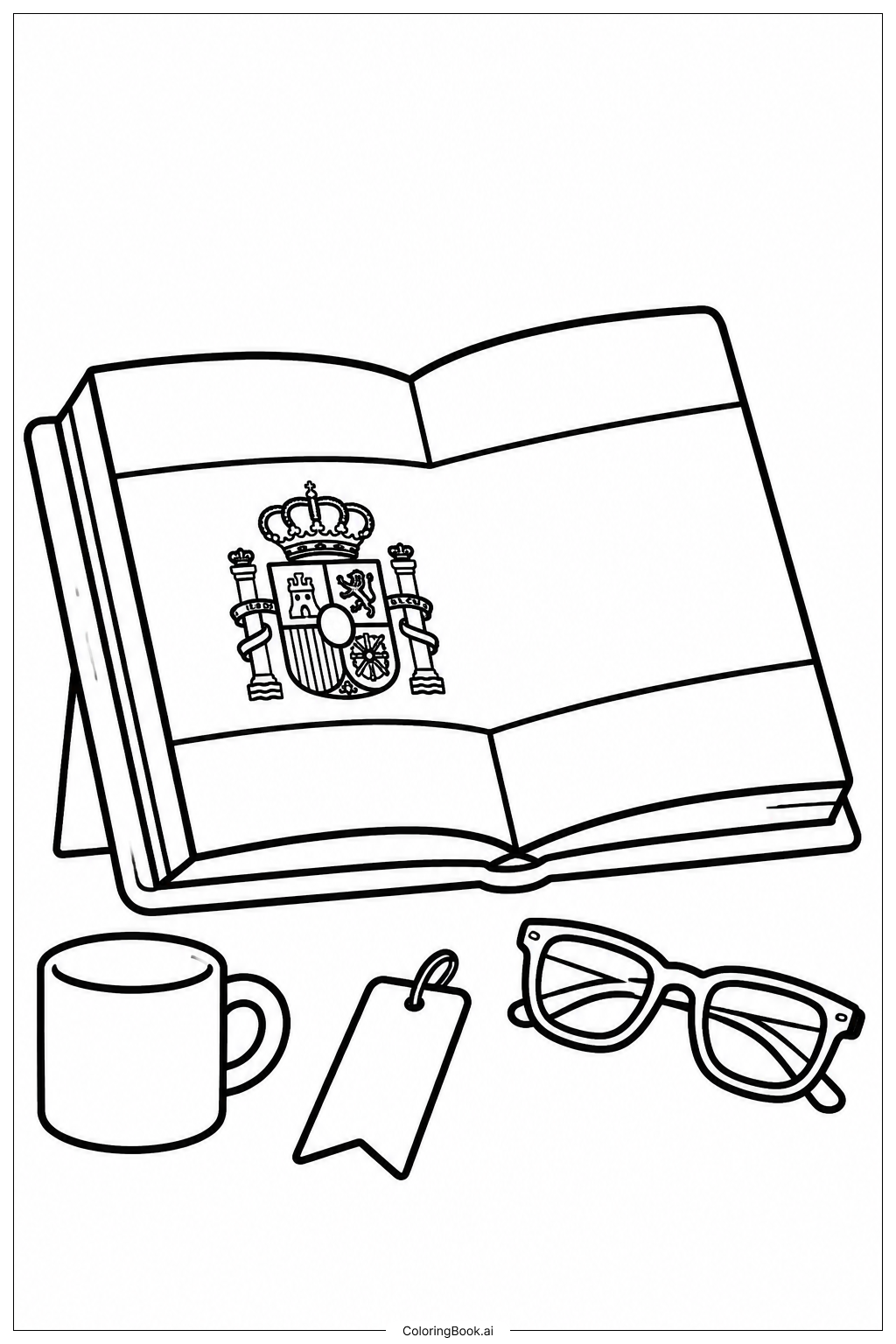 Spanische Flagge Buchcover Ausmalseite