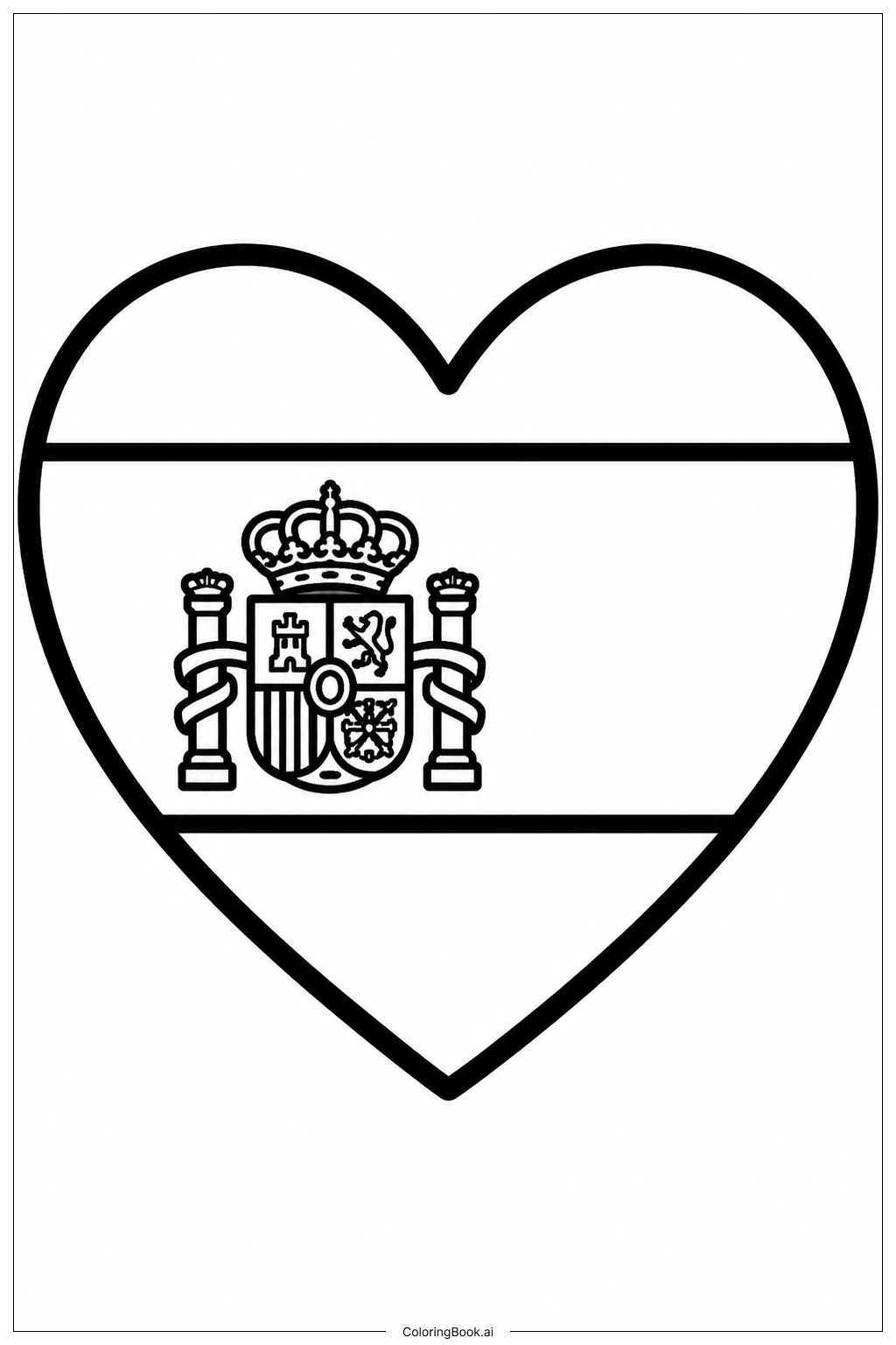 Spanische Flagge Herz Ausmalseite
