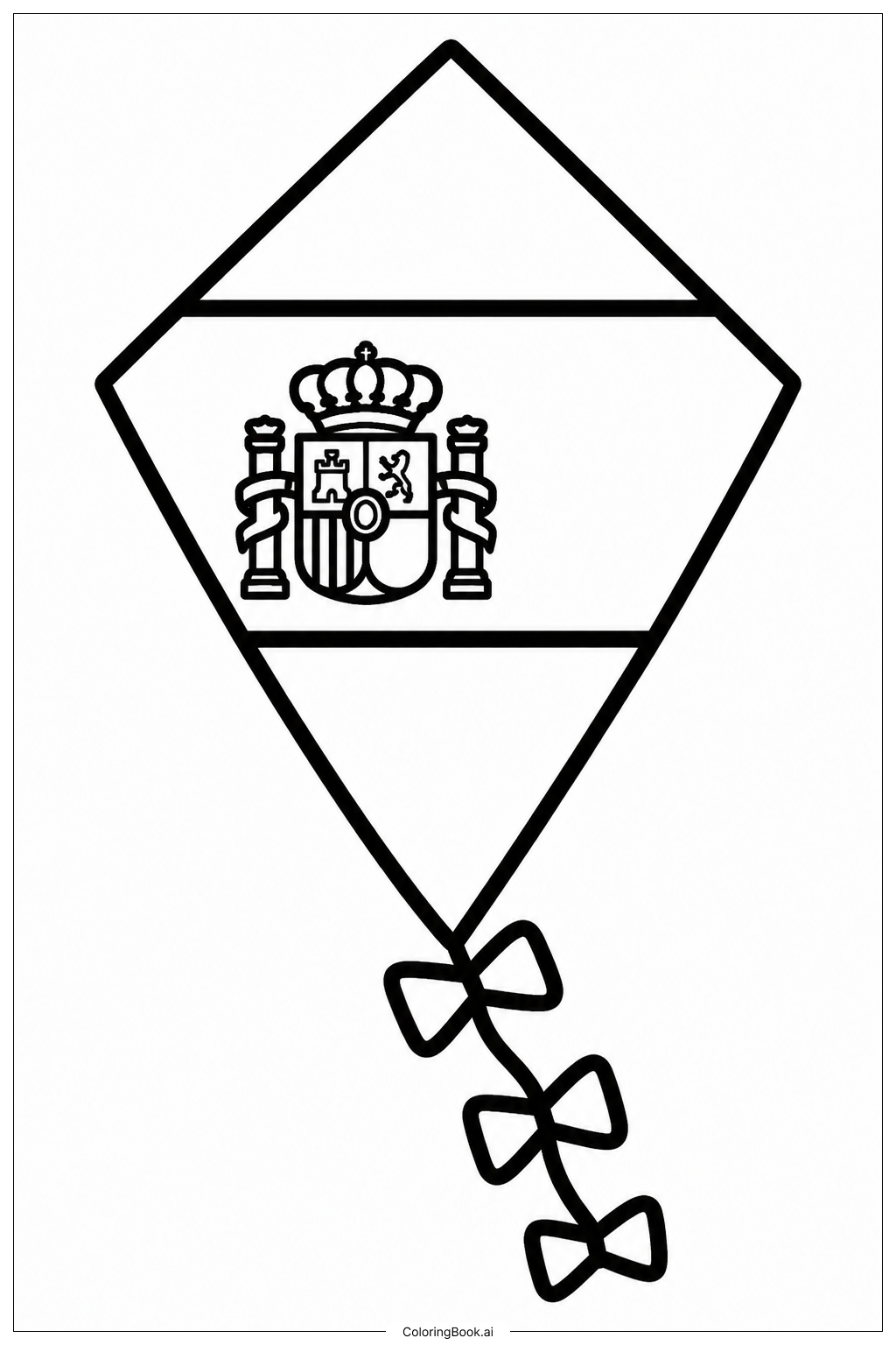 Spanische Flagge Drachen Einzeln Ausmalseite