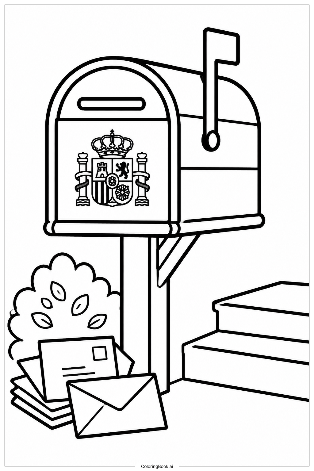 Spanischer Flaggen-Briefkasten Ausmalseite