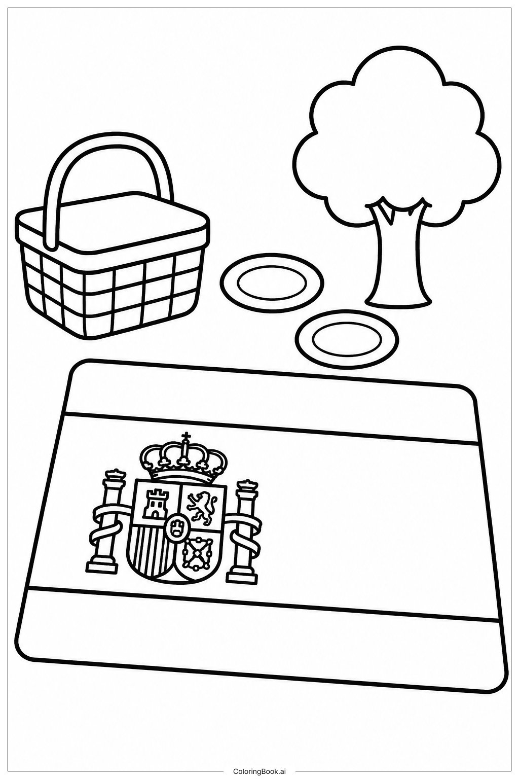 Spanische Flagge Picknickdecke Ausmalseite