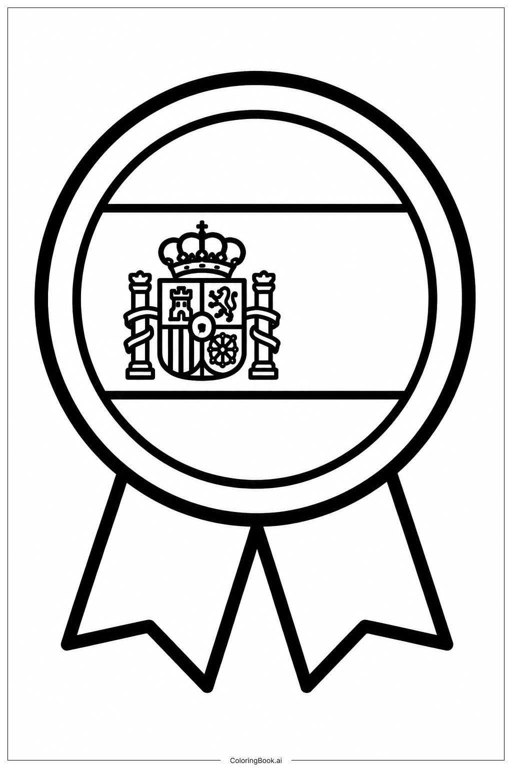 Spanische Flagge Schild Medaille Ausmalseite