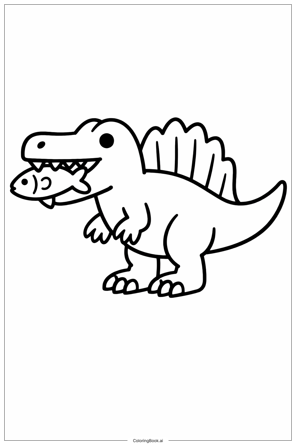  Página para colorir de Spinosaurus Comendo Peixe 