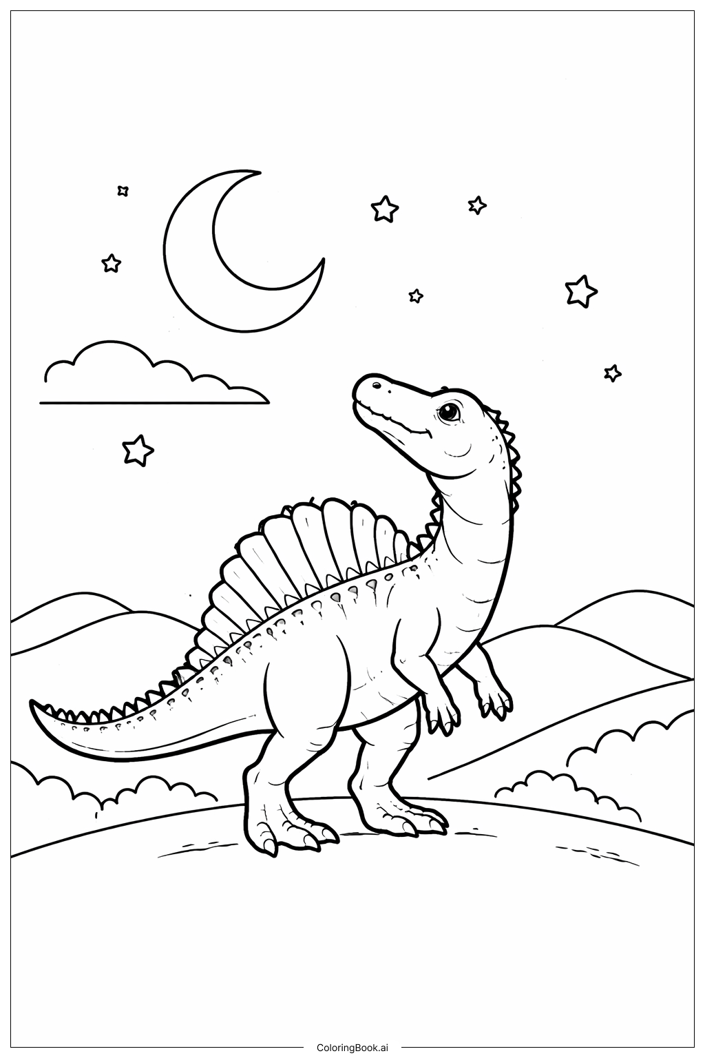 Spinosaurus Olhando para a Lua