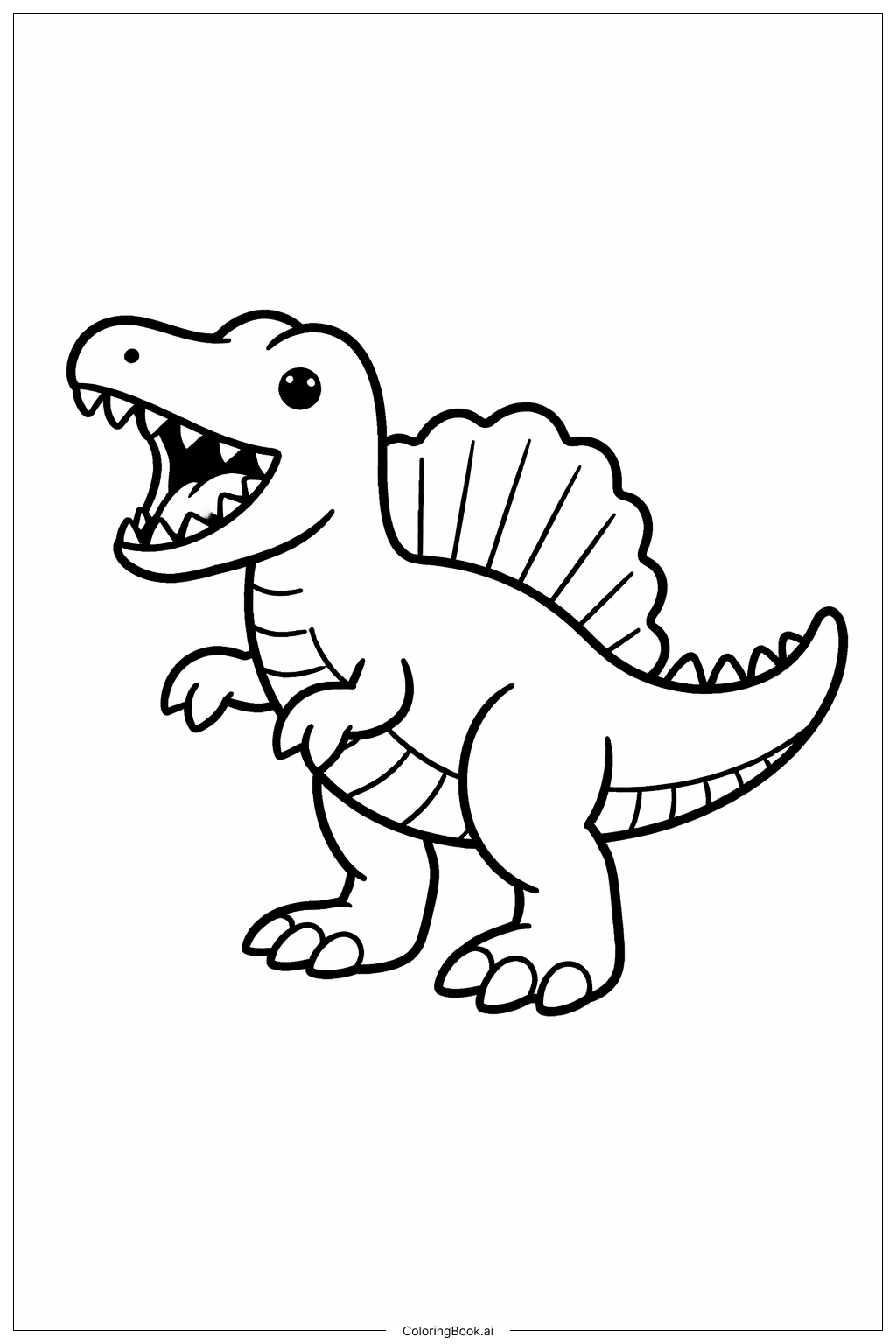  Página para colorir de Pose de Rugido do Spinosaurus 