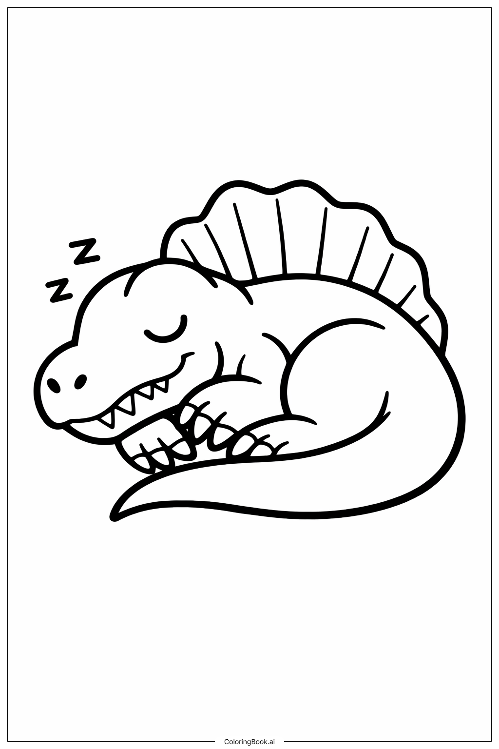 Página para colorir de Spinosaurus em Posição de Dormir 