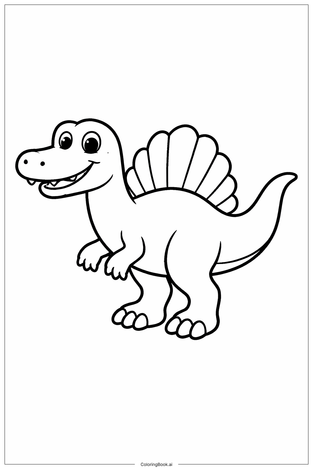  Página para colorir de Espinossauro Sorridente Corpo Inteiro 