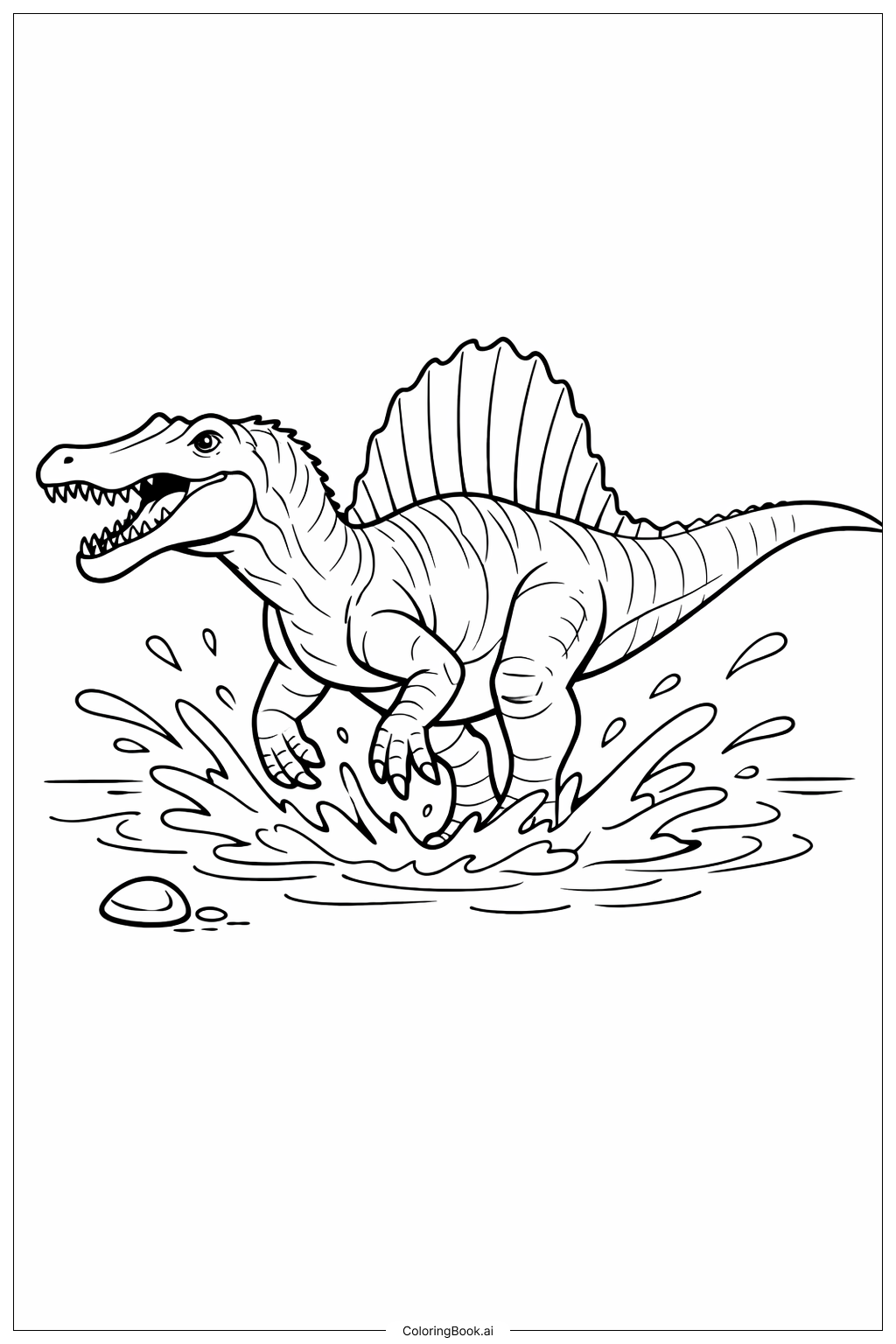  Página para colorir de Spinosaurus Espirrando Água 