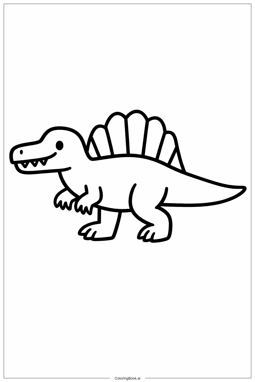  Página para colorir de Spinosaurus Andando de Lado 