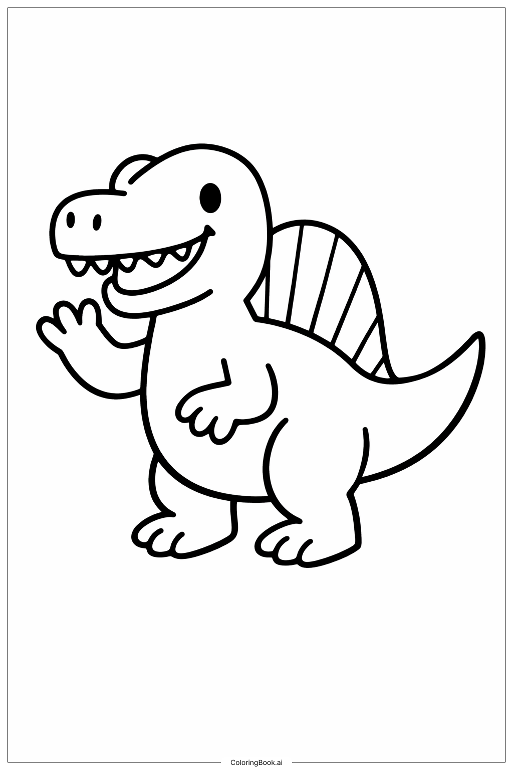  Página para colorir de Spinosaurus Acenando 