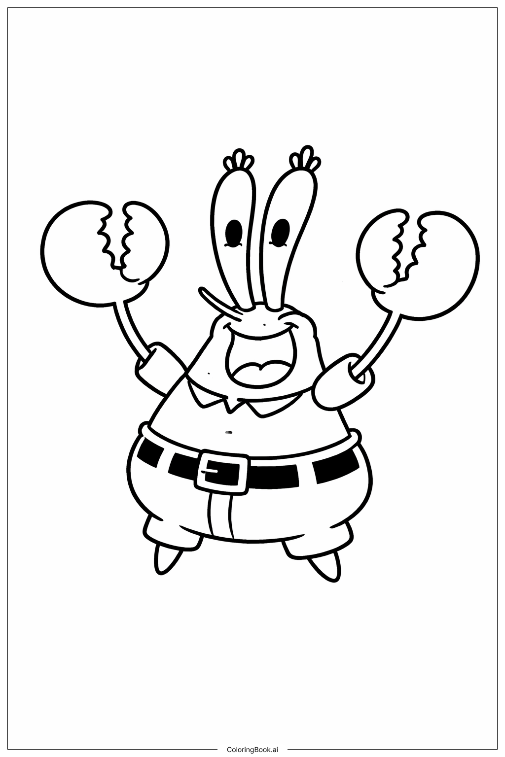 Spongebob Characters Mr Krabs Joyful Coloring Page (Free PDF&PNG Printable)
