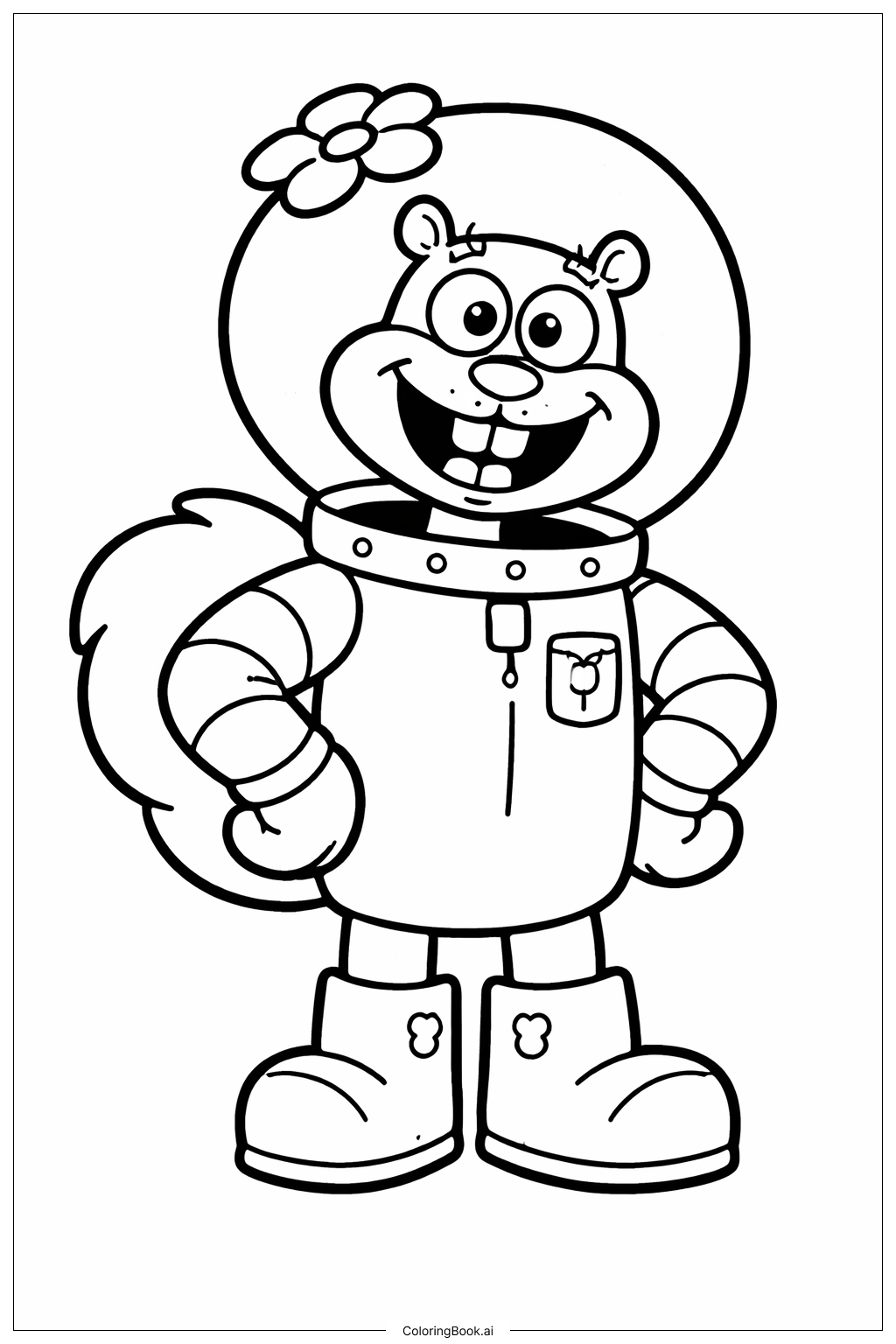  海绵宝宝角色 桑迪 活泼可爱填色页 