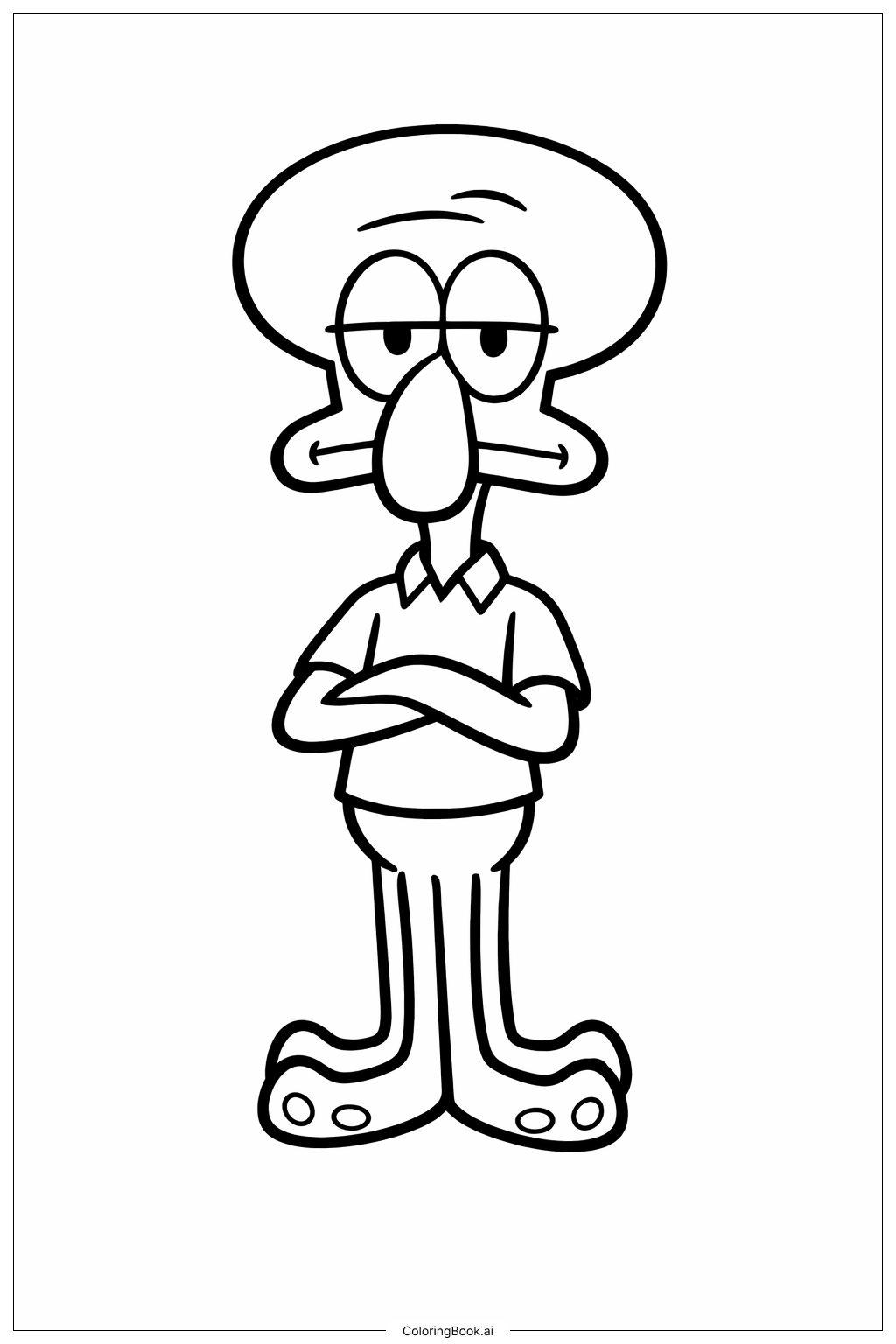  海绵宝宝角色：章鱼哥冷静图填色页 