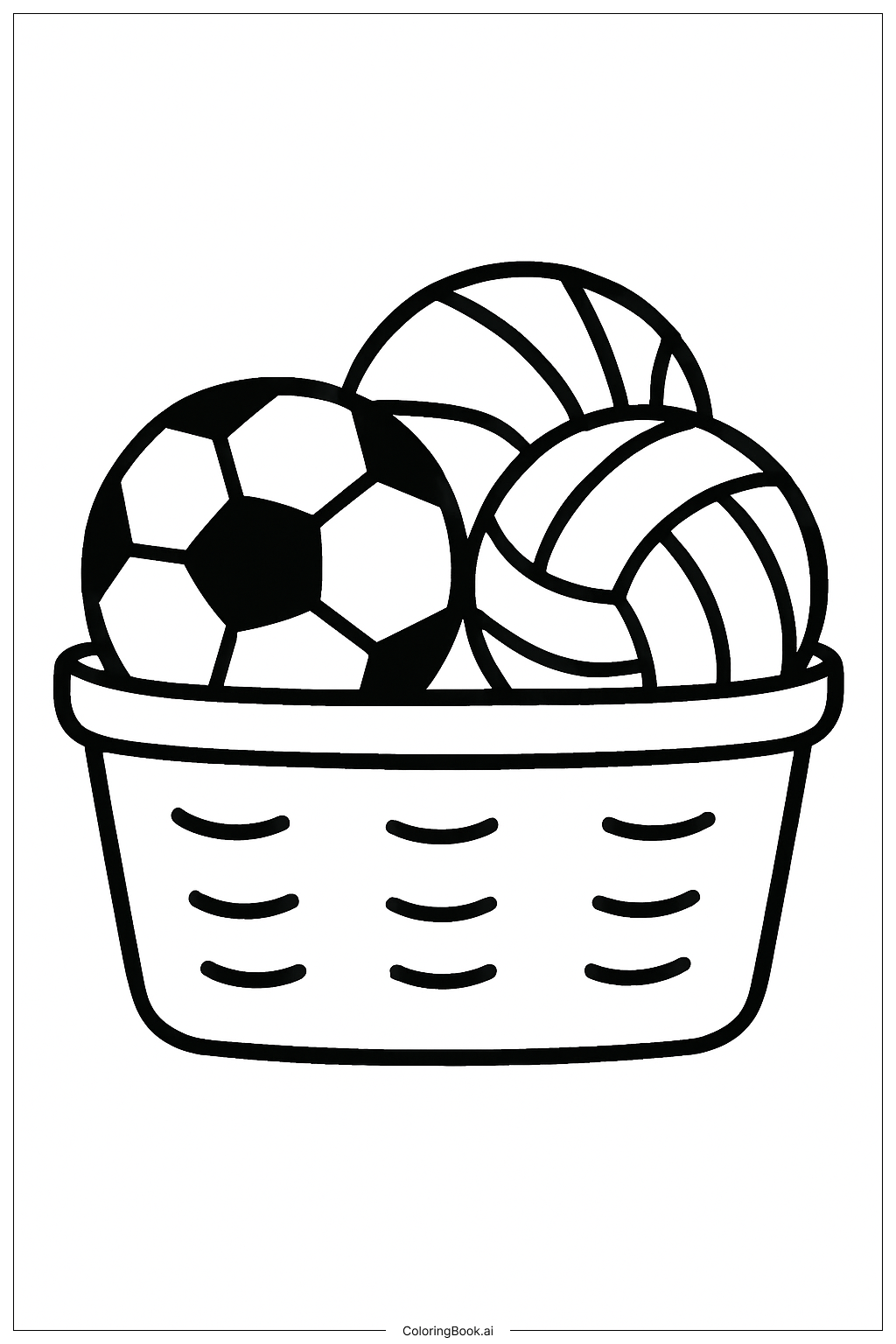  Página para colorir de Cesta de Bolas Esportivas 