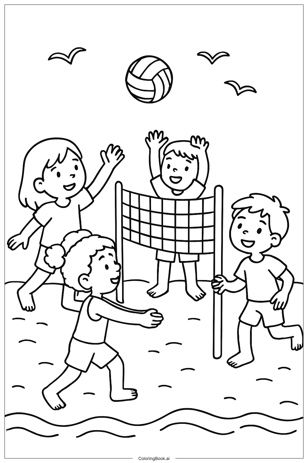  Página para colorir de Vôlei de Praia Esportivo 