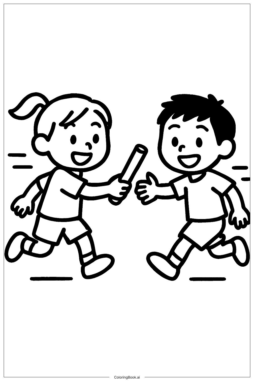  Página para colorir de Revezamento Amigável de Esportes 