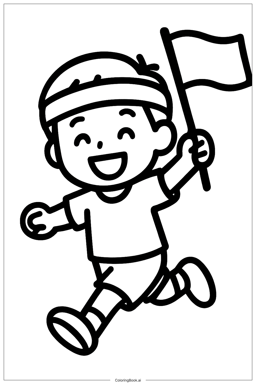  Página para colorir de Atleta Feliz e Esportivo 