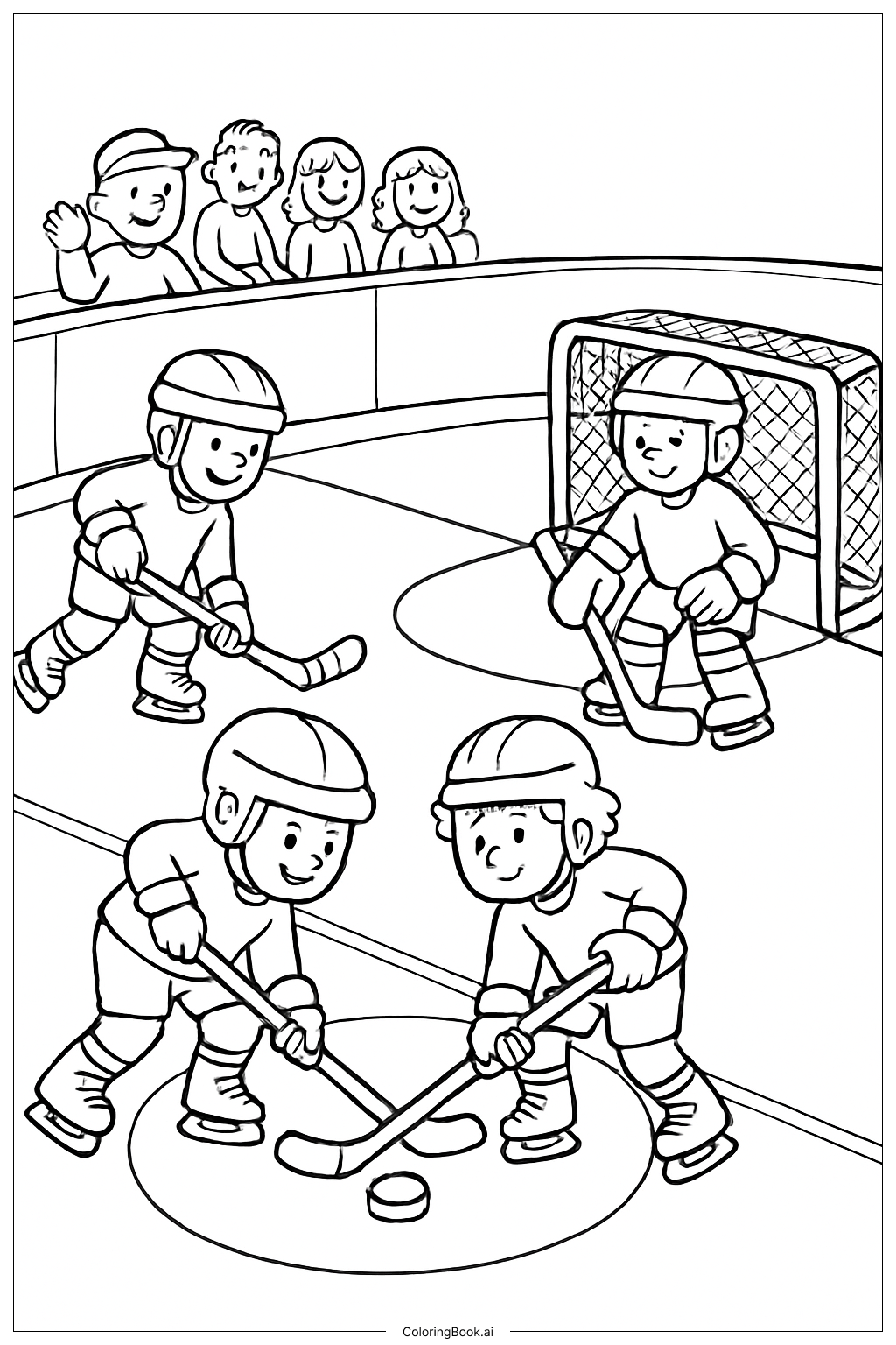  Página para colorir de Jogo de Hóquei no Gelo Esportivo 