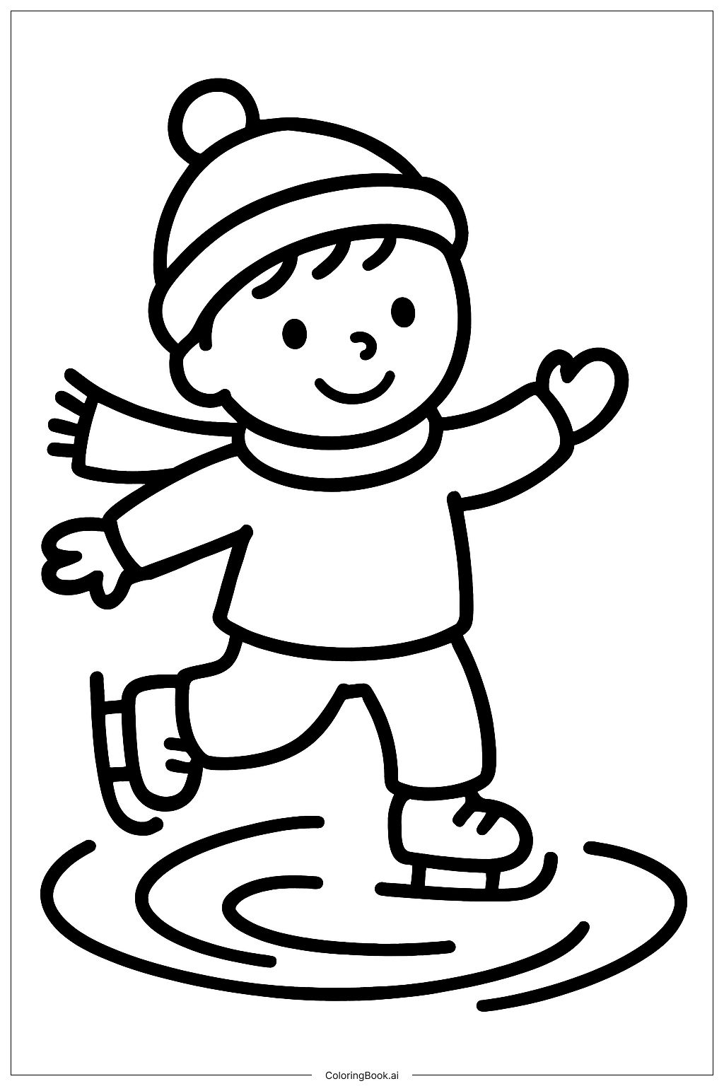  Página para colorir de Sorriso de Patinação no Gelo Esportiva 