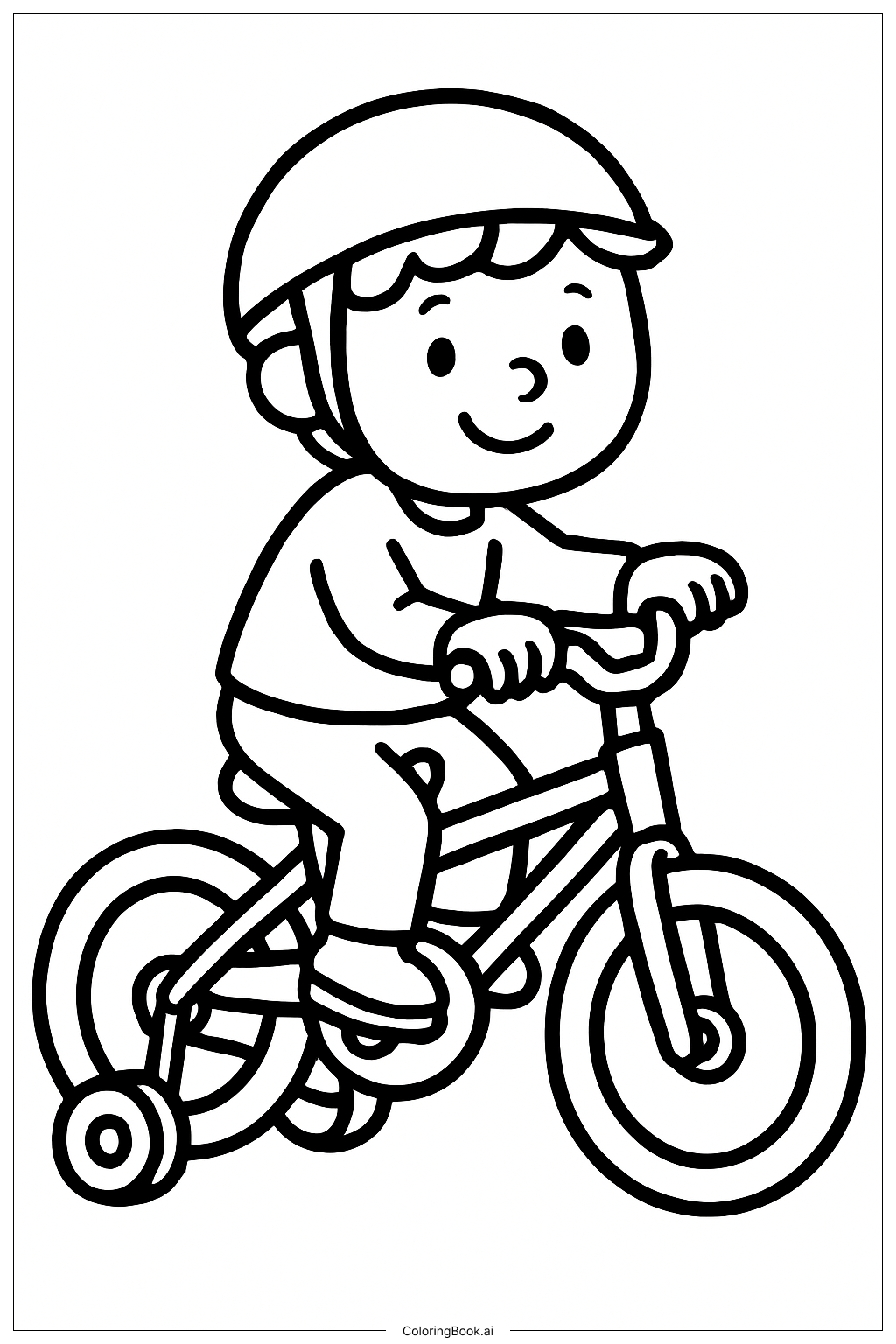  Página para colorir de Pequeno Ciclista Esportivo 