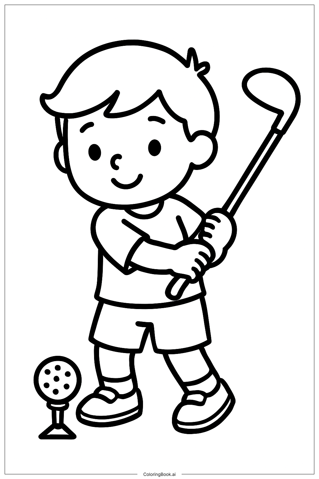  Página para colorir de Pequeno Golfista Esportivo 