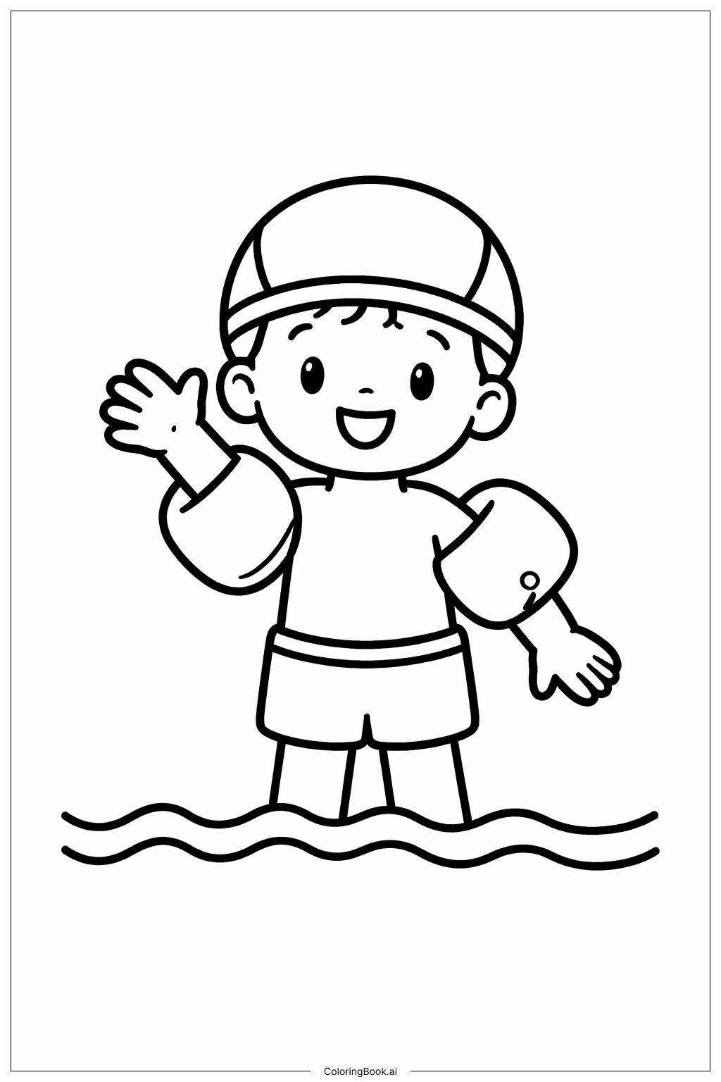  Página para colorir de Pequeno Nadador Esportivo 
