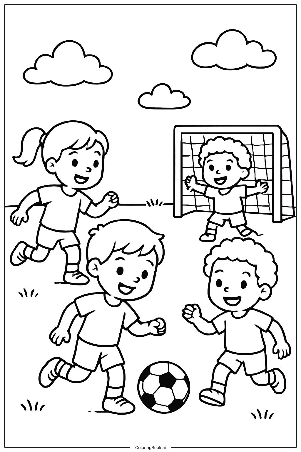  Página para colorir de Partida no Parquinho Esportivo 