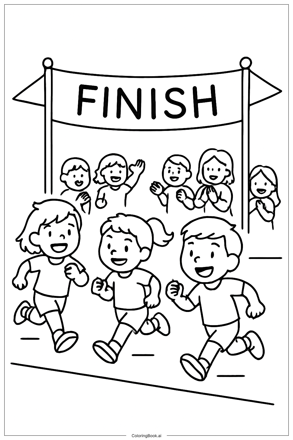  Página para colorir de Chegada da Corrida de Revezamento Esportiva 