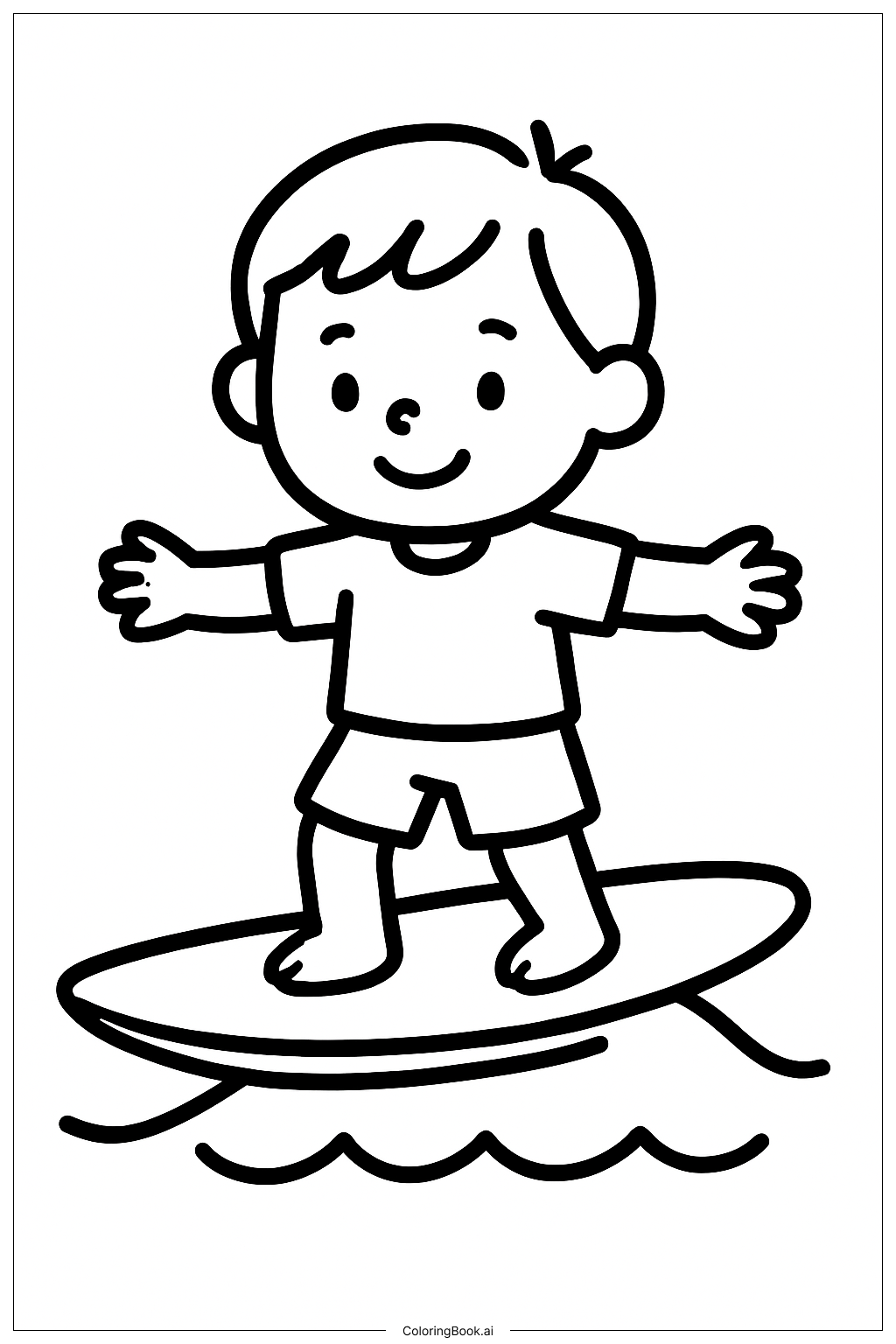  Página para colorir de Esportes Simples Surfando 