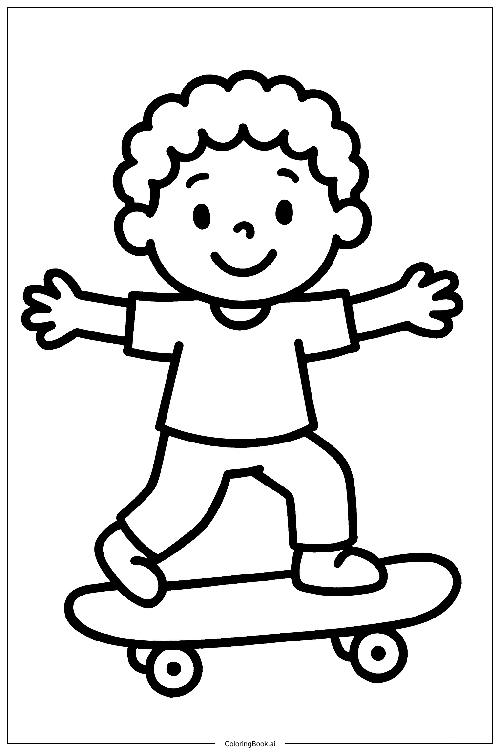  Página para colorir de Passeio de Skate Esportivo 