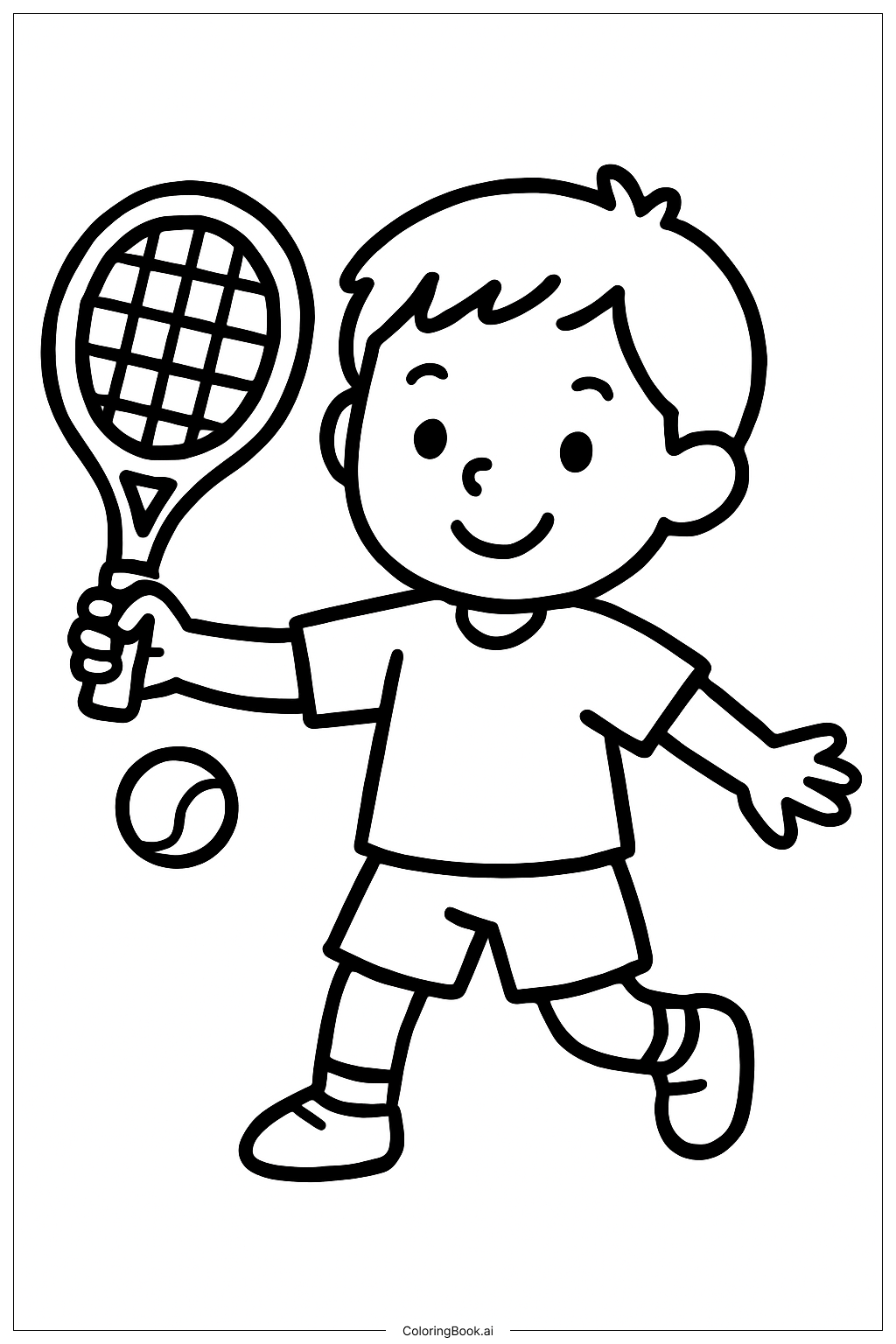  Página para colorir de Swing de Tênis Esportivo 