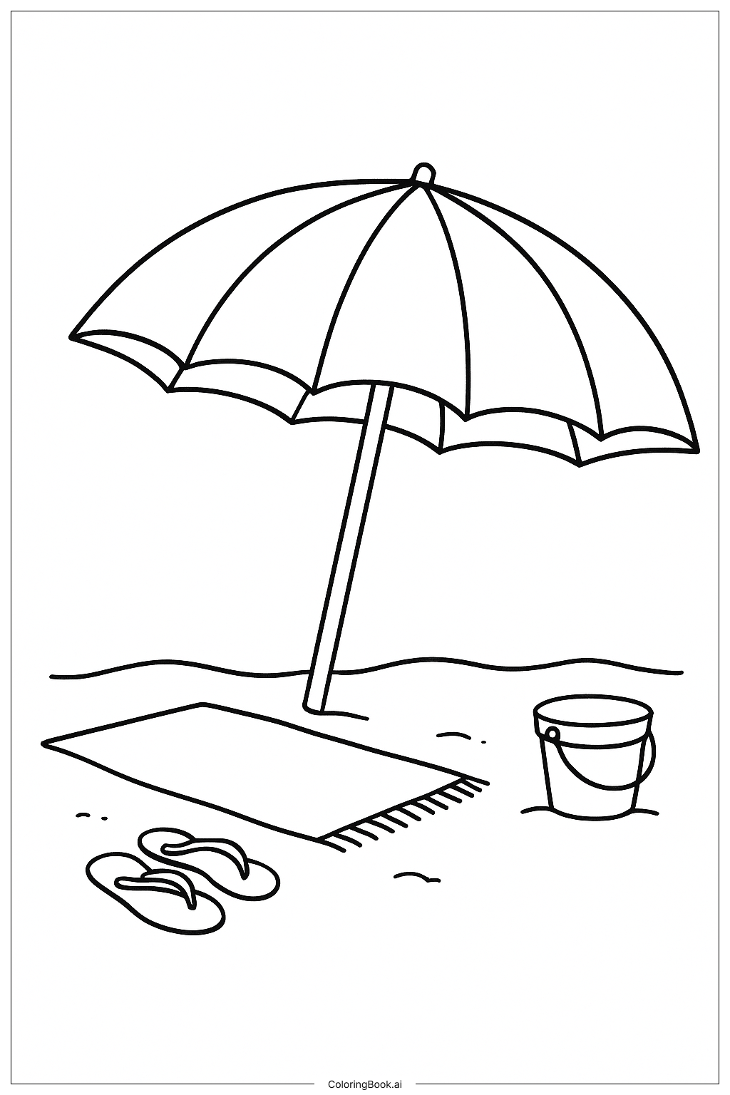  Page de coloriage Parasol de plage pour les vacances de printemps 