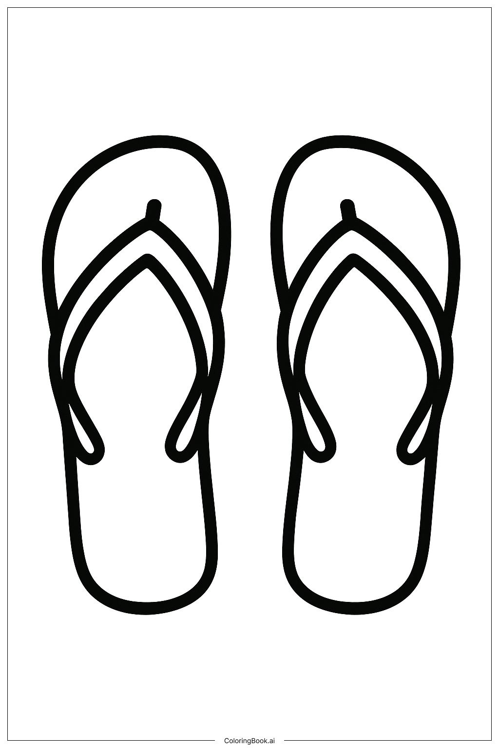  Página para colorear de Par de chanclas para vacaciones de primavera 