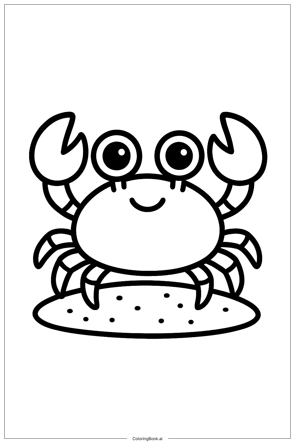  Página para colorear de Cangrejo Feliz de las Vacaciones de Primavera 