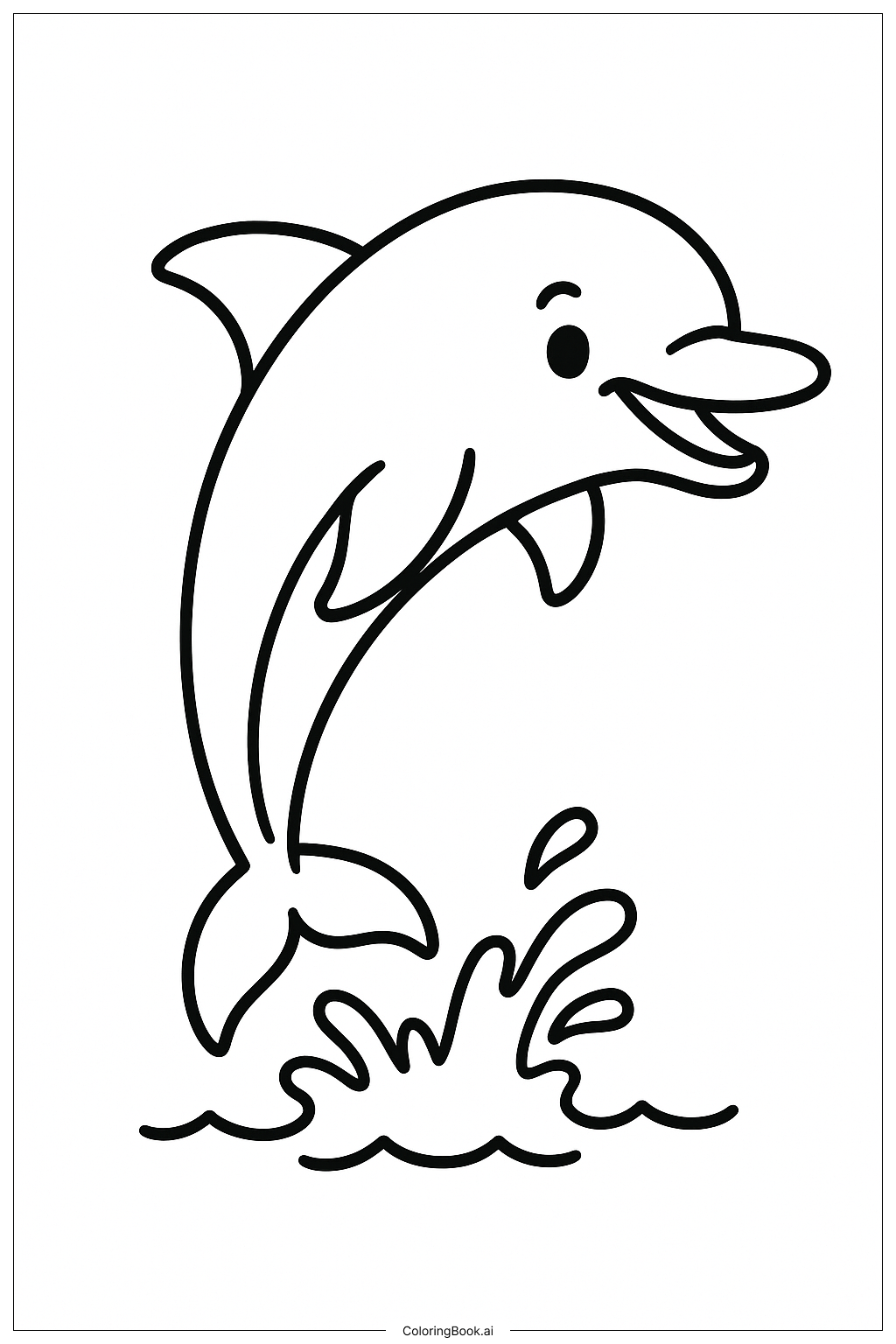  Página para colorear de Delfín Feliz en las Vacaciones de Primavera 