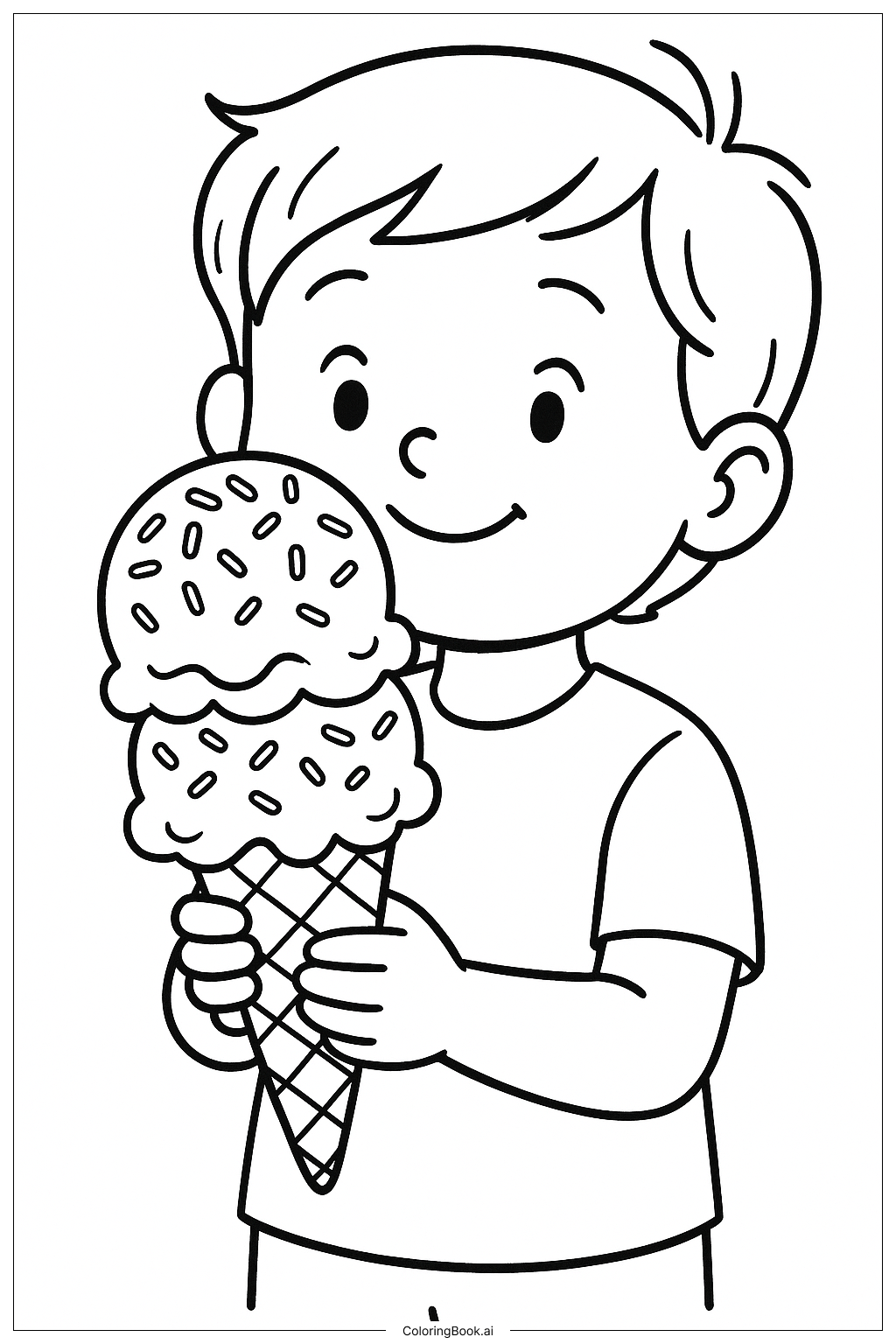  Page de coloriage Cornet de glace pour les vacances de printemps 