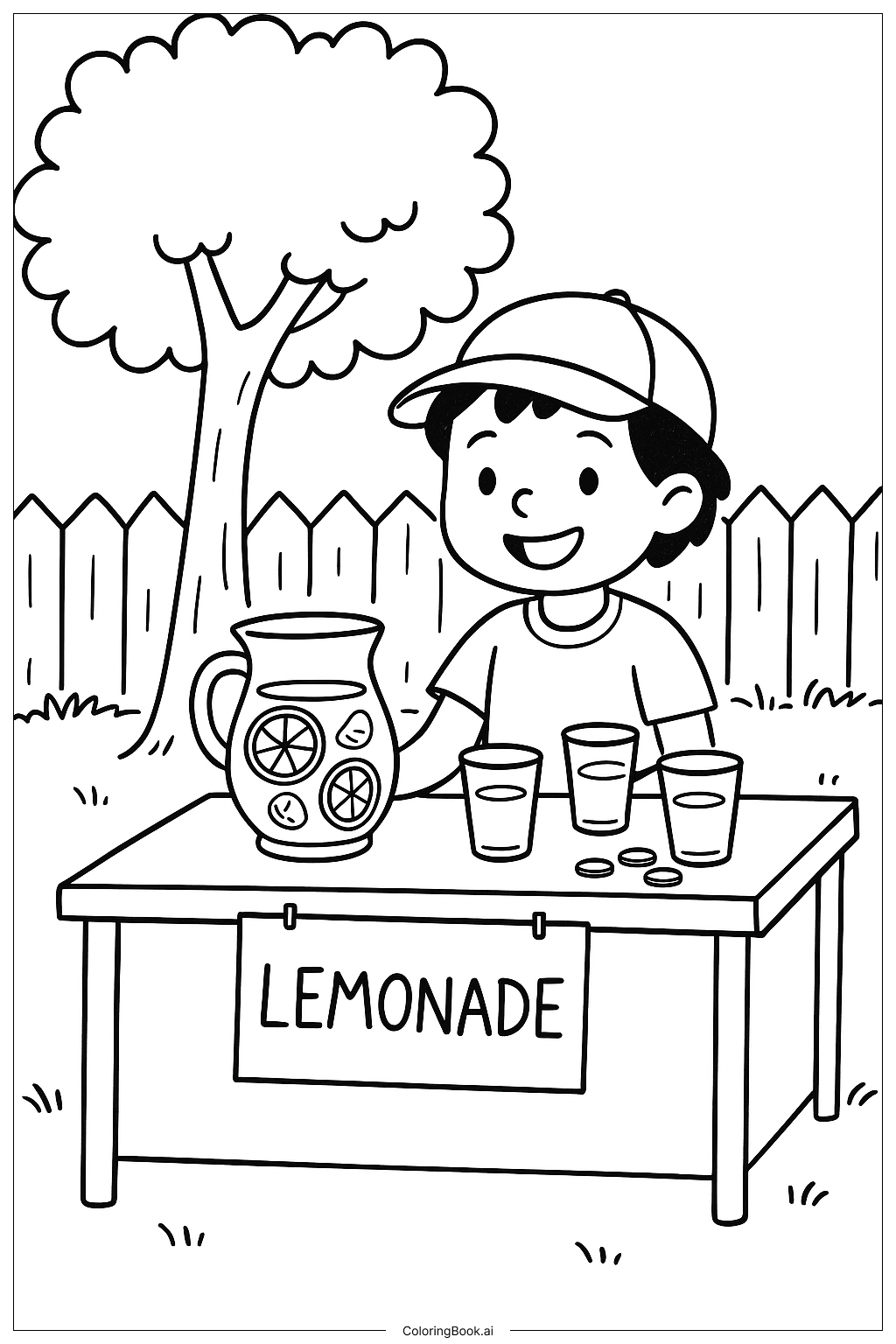  Page de coloriage Le stand de limonade des vacances de printemps 
