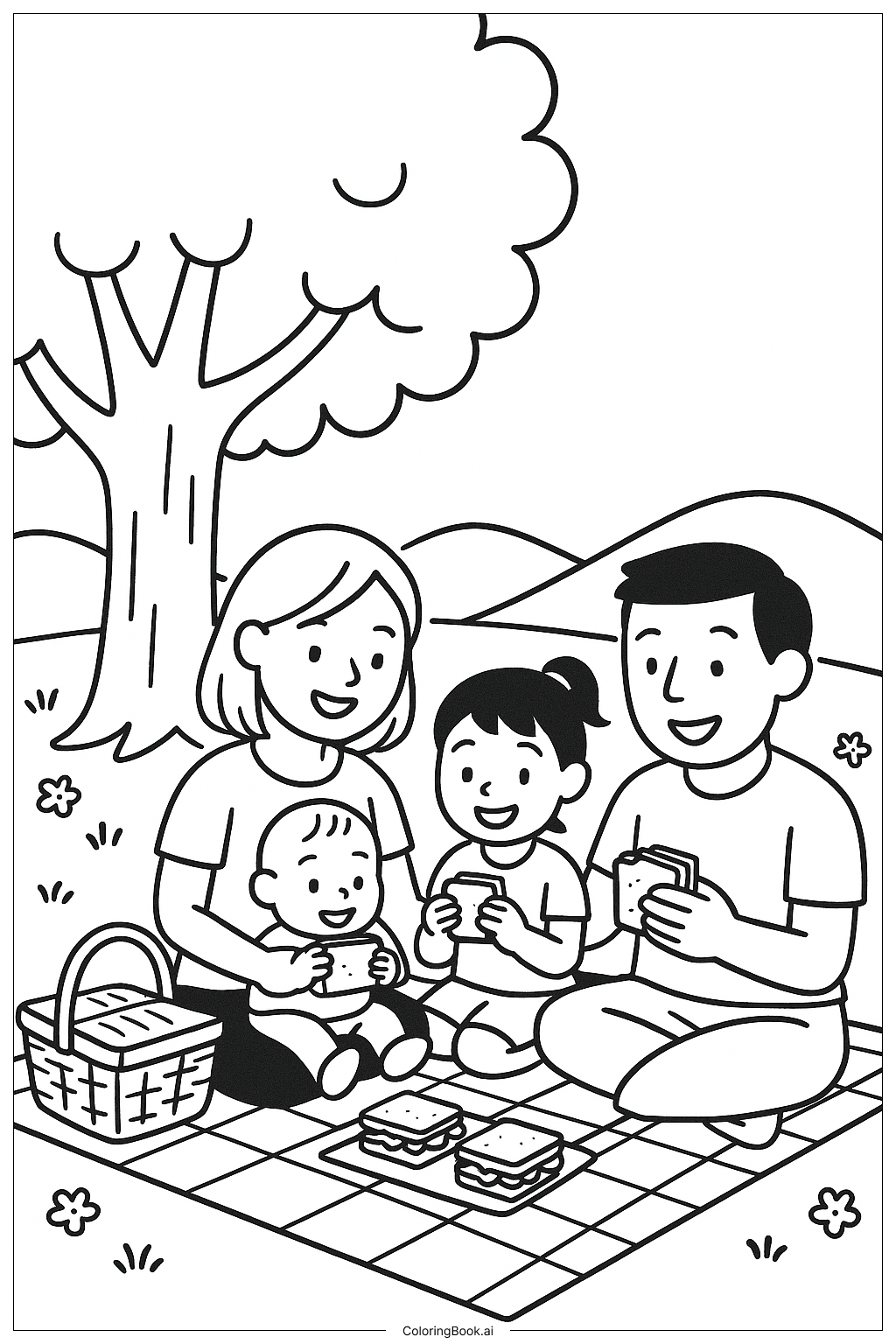  봄 방학 소풍 색칠공부 페이지 