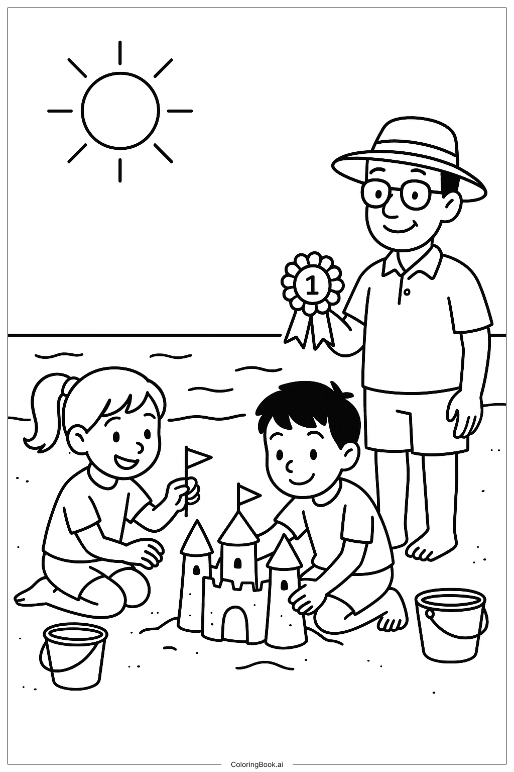  Page de coloriage Concours de châteaux de sable des vacances de printemps 