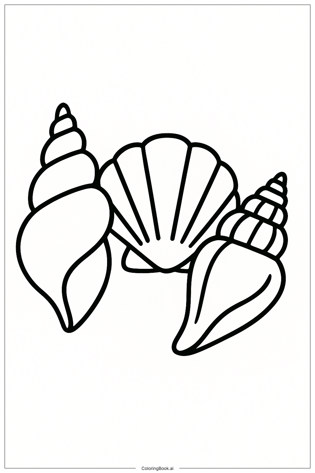  Page de coloriage Trio de Coquillages de Vacances de Printemps 