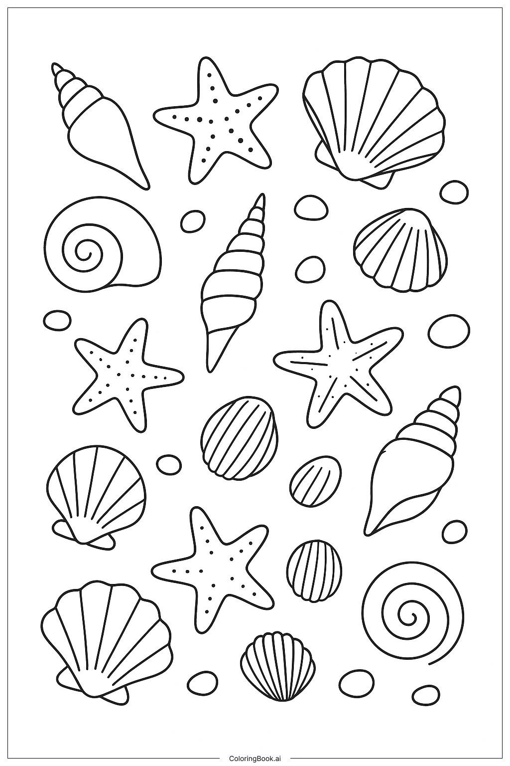  春假海螺圖案著色頁 